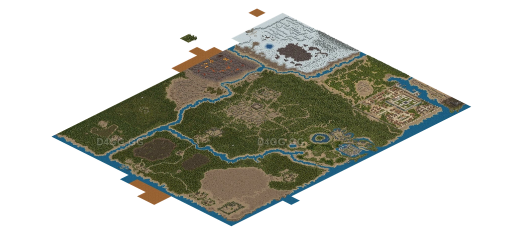 《天堂:經典版》亞丁大陸全域地形圖。